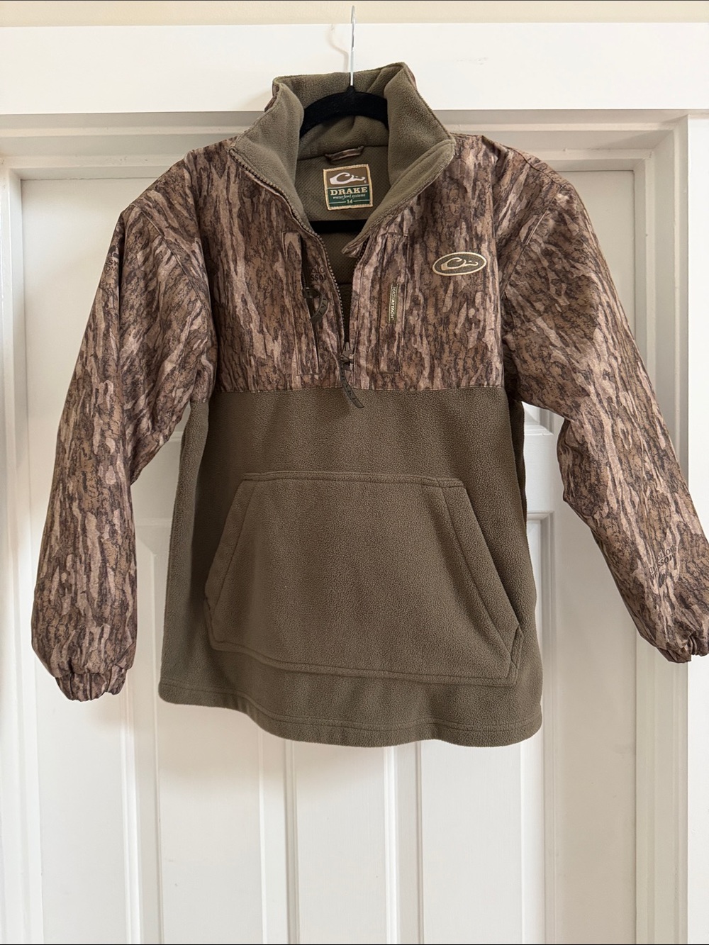 Drake Brown Camo & Olive Kids Half-Zip Fleece Pullover